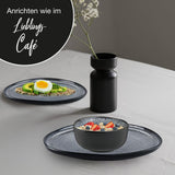 Moritz & Moritz ORGANIC Müslischalen Set 6-teilig Grau, Steingut Bowls im modernen Design, ca. 500 ml Füllmenge, einzigartiger Farbverlauf, robust und spülmaschinengeeignet
