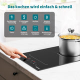 IsEasy Domino Induktionskochfeld Mit Flexzonen - 2 Platten, 9 Leistungsstufen, Boost-Funktion, Kindersicherung, 1-99min Timer, 29.5cm, 3400W, Schwarz