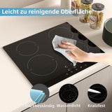 WEHIMO Glaskeramikkochfeld, Glaskeramikkochfeld 4 platten, 59cm, 6000W, 4 Kochzonen (1800W*2+1200W*2), 9 Heizstufen, Berührungssteuerung, Kindersicherung, 1-99min Timer, Geeignet für Alle Töpfe