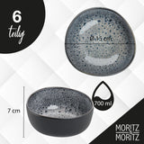 Moritz & Moritz ORGANIC Müslischalen Set 6-teilig Grau, Steingut Bowls im modernen Design, ca. 500 ml Füllmenge, einzigartiger Farbverlauf, robust und spülmaschinengeeignet
