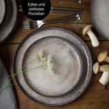 Moritz & Moritz VIDA Geschirrset 12 Personen Beige 36-tlg. - Modernes Porzellan Geschirr Set - Kratz-, Mikrowellen- & Spülmaschinenfest, Essgeschirr, Tafelservice, Kombiservice 12 Personen