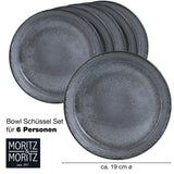 Moritz & Moritz 6x Smoothie Bowl Schüssel aus Porzellan Anthrazit – Buddha Bowl Schüssel für 6 Personen – Als Suppenschüssel, Salatschalen und Müslischalen Set